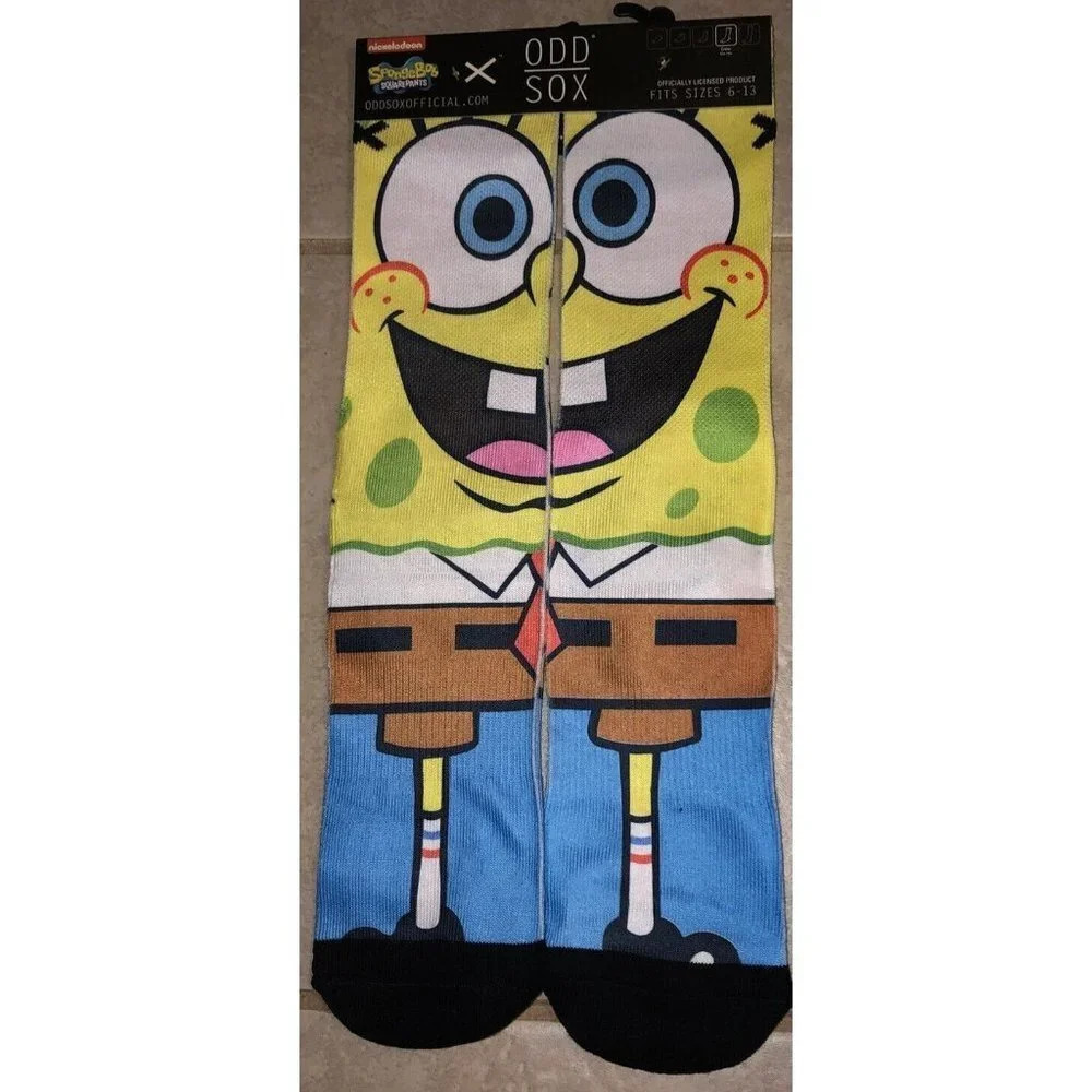 NEW Odd‎ Sox Nickelodeon SpongeBob Square Pants Crew Socks Size 6-13